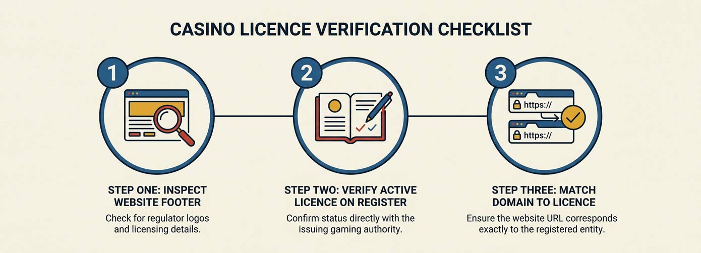 Three step casino licence verification checklist